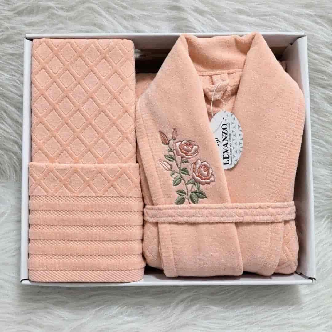 ست روپوش و حوله زنانه طرح گل